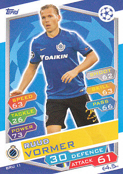 Ruud Vormer Club Brugge 2016/17 Topps Match Attax CL #BRU11